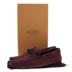 مملوكة مسبقًا حذاء لوفر تودز جومينو فيونكة جلد مدبوغ عنابي مقاس 42