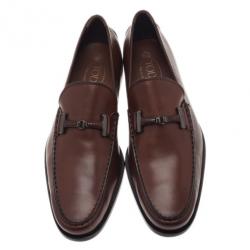 مملوكة مسبقًا حذاء لوفر تودز إبزيم هورسبت جلد بني مقاس 44.5