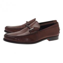 مملوكة مسبقًا حذاء لوفر تودز إبزيم هورسبت جلد بني مقاس 44.5