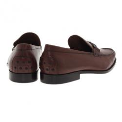 مملوكة مسبقًا حذاء لوفر تودز إبزيم هورسبت جلد بني مقاس 44.5