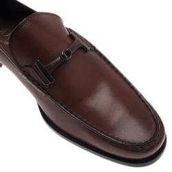 مملوكة مسبقًا حذاء لوفر تودز إبزيم هورسبت جلد بني مقاس 44.5