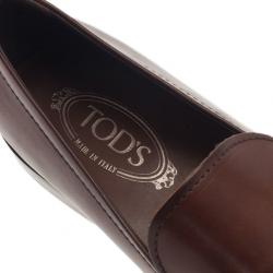 مملوكة مسبقًا حذاء لوفر تودز إبزيم هورسبت جلد بني مقاس 44.5