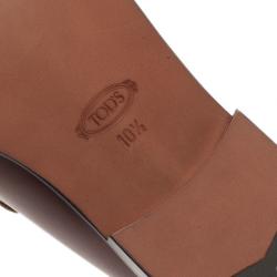 مملوكة مسبقًا حذاء لوفر تودز إبزيم هورسبت جلد بني مقاس 44.5