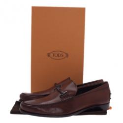 مملوكة مسبقًا حذاء لوفر تودز إبزيم هورسبت جلد بني مقاس 44.5