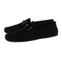 Pre Owned Tod's Black Suede Horsebit Buckle Loafers Size 43.5