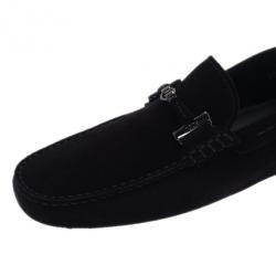 Pre Owned Tod's Black Suede Horsebit Buckle Loafers Size 43.5