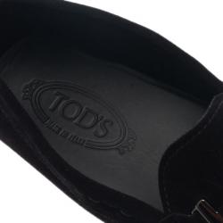 Pre Owned Tod's Black Suede Horsebit Buckle Loafers Size 43.5
