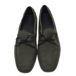 مملوكة مسبقًا Tod's Dark Green Suede Bow Loafers Size 45