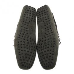 مملوكة مسبقًا Tod's Dark Green Suede Bow Loafers Size 45