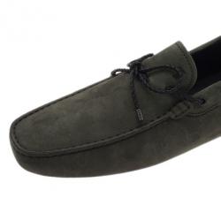 مملوكة مسبقًا Tod's Dark Green Suede Bow Loafers Size 45