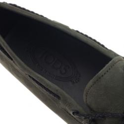 مملوكة مسبقًا Tod's Dark Green Suede Bow Loafers Size 45