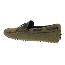 مملوكة مسبقًا Tod's Light Green Suede Bow Loafers Size 42