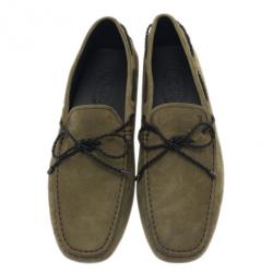 مملوكة مسبقًا Tod's Light Green Suede Bow Loafers Size 42