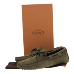 مملوكة مسبقًا Tod's Light Green Suede Bow Loafers Size 42