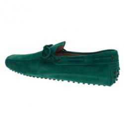 Pre Owned Tod's Forest Green Suede Bow Loafers Size 42
