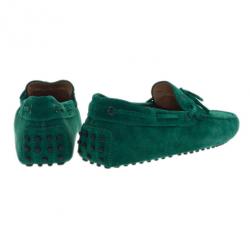 Pre Owned Tod's Forest Green Suede Bow Loafers Size 42