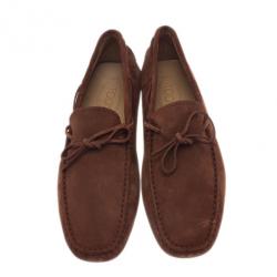 مملوكة مسبقًا حذاء لوفر تودز بفيونكة جلد مدبوغ بني مقاس 42.5