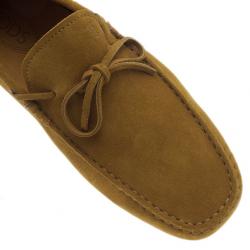 Pre Owned Tod's Mustard Suede Bow Loafers Size 42.5