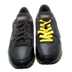 Pre Owned Tod's Tricolor Nylon Fabric And Suede Sneakers Size 43