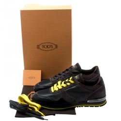 Pre Owned Tod's Tricolor Nylon Fabric And Suede Sneakers Size 43