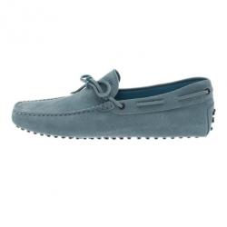 Pre Owned Tod's Sky Blue Suede Bow Loafers Size 42.5