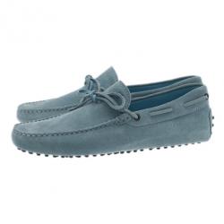 Pre Owned Tod's Sky Blue Suede Bow Loafers Size 42.5