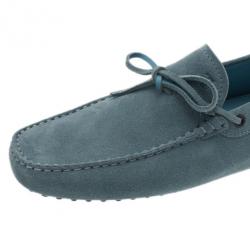 Pre Owned Tod's Sky Blue Suede Bow Loafers Size 42.5