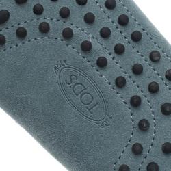 Pre Owned Tod's Sky Blue Suede Bow Loafers Size 42.5