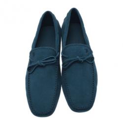 مملوكة مسبقًا Tod's Blue Suede Bow Loafers Size 43.5