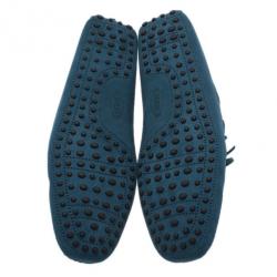 مملوكة مسبقًا Tod's Blue Suede Bow Loafers Size 43.5