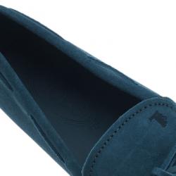 مملوكة مسبقًا Tod's Blue Suede Bow Loafers Size 43.5