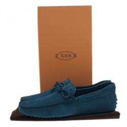 مملوكة مسبقًا Tod's Blue Suede Bow Loafers Size 43.5
