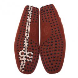 مملوكة مسبقًا Tod’s for Ferrari Orange Suede Limited Edition Gommino Loafers Size 42
