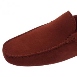 مملوكة مسبقًا Tod’s for Ferrari Orange Suede Limited Edition Gommino Loafers Size 42