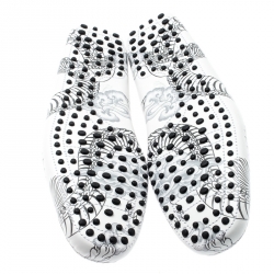 Pre Owned حذاء لوفرز تودز T مزدوج طباعة تنين جلد أبيض مقاس 43