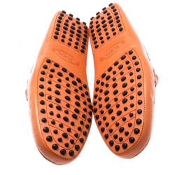 مملوكة مسبقًا Tod's Orange Leather Macro Clamp Loafers Size 44