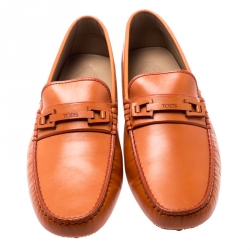 مملوكة مسبقًا Tod's Orange Leather Macro Clamp Loafers Size 44