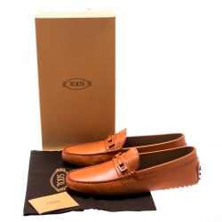 مملوكة مسبقًا Tod's Orange Leather Macro Clamp Loafers Size 44