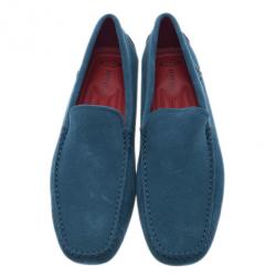 Pre Owned Tod’s for Ferrari Blue Suede Limited Edition Gommino Loafers Size 42