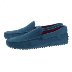 Pre Owned Tod’s for Ferrari Blue Suede Limited Edition Gommino Loafers Size 42