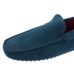 Pre Owned Tod’s for Ferrari Blue Suede Limited Edition Gommino Loafers Size 42