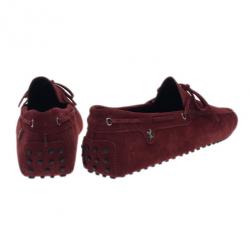 Pre Owned Tod's for Ferrari Maroon Suede Limited Edition Gommino Loafers Size 42.5