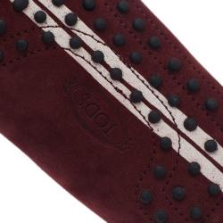 Pre Owned Tod's for Ferrari Maroon Suede Limited Edition Gommino Loafers Size 42.5