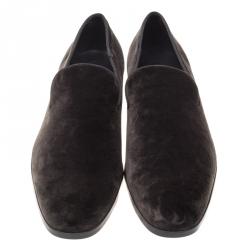 Pre Owned حذاء سليبرز تودز سموكينغ قطيفة منقوش زهور أخضر داكن مقاس 44.5