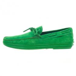 Pre Owned Tod's Green Suede Bow Loafers Size 44