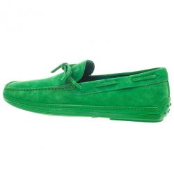 Pre Owned Tod's Green Suede Bow Loafers Size 44