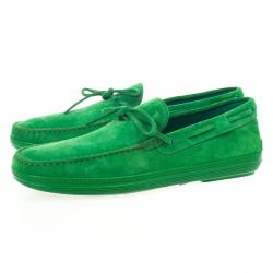 Pre Owned Tod's Green Suede Bow Loafers Size 44
