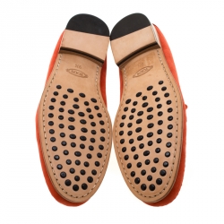 Pre Owned Tod's Orange Suede Penny Loafers Size 44