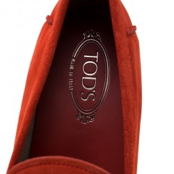 Pre Owned Tod's Orange Suede Penny Loafers Size 44