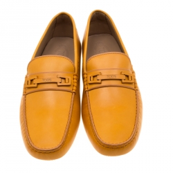 Pre Owned Tod's Yellow Leather Loafers Size 45